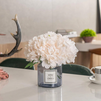 Rangkaian Bunga Peony Champagne Buatan dengan Vas Abu-abu Dekorasi Bunga Palsu untuk Dekorasi Meja Pernikahan di Rumah