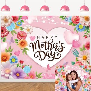 Toile de fond pour la fête des mères, fleurs roses, je t'aime maman, fond photographique, bannière de fête, décoration de photomaton personnalisable - Product Image 2