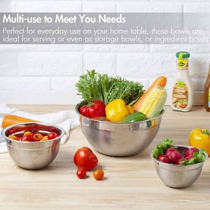 Bowls with Lids Stainless Steel Mixing Bowls for Baking Cooking and Serving Food Nesting Metal Bowls for Space <b>Saving</b> Storage - Product Image 5