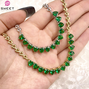 Luxurious 316L Stainless Steel Six <b>Heart</b> Colored Zircon Jewelry Set Necklace and Bracelet Women Party Gift Trendy Accessories - Product Image 3