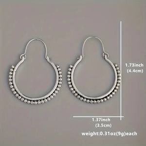 Orecchini a Cerchio Vintage con Perline per Donne, Stile Retrò, Gioielli di Moda all'Ingrosso - Product Image 4