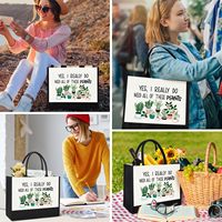 Sac fourre-tout en toile réutilisable écologique, design personnalisé mignon de dessins animés, pour les courses quotidiennes, cadeau, vente en gros, commande en gros