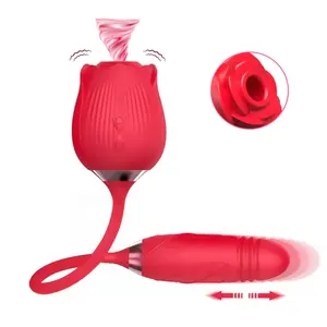 7 "Mainan Seks Vibrator Rose Rose Isapan Oral Tebal, Vibrator Vagina Lidah Vibrator Puting Susu Silikon Klitoris Vibrator