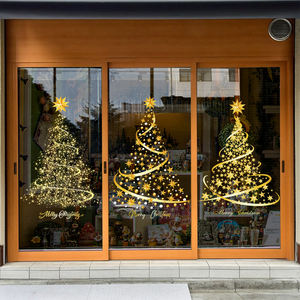 สติกเกอร์พีวีซีสีทองขนาดใหญ่สำหรับต้นคริสต์มาสการพิมพ์ดิจิตอลที่ทันสมัยสำหรับประตูกระจกอุปกรณ์ตกแต่งผนังงานปาร์ตี้เทศกาล - Product Image 3