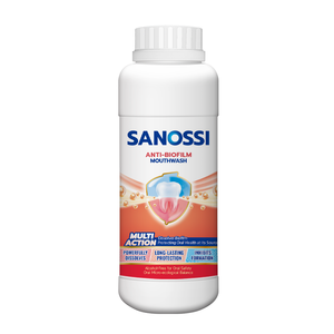 SANOSSI Anti-Biofilm Mundwasser Geschwollenes Zahnfleisch Gingivitis 1L Intensiv-Behandlung Mundwasser Alkoholfrei Mundspülung - Product Image 3