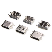 Conector Jinbilai Tipo-C SMD de 6 Pines Hembra/Macho, Superficie Zincada, Recubrimiento de Oro, Carcasa de Acero Inoxidable SUS304, Cobre Fosforado