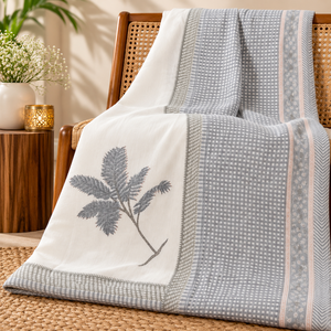 Manta de algodón suave Dohar con estampado floral hecho a mano, ligera y transpirable, para uso doméstico. - Product Image 2