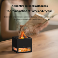 Diffuseur d'arômes créatif à effet feu de camp, humidificateur ultrasonique à brume fine, silencieux, 7 couleurs, flamme, pierre de sel de l'Himalaya, avec minuterie