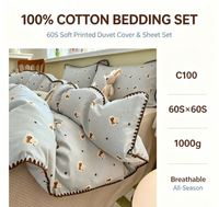 Ensemble de literie en coton 100% 60S, 1000g, poids moyen, dentelle tissée, style INS, toutes saisons