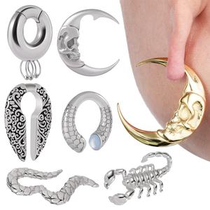Großhandel Körper Edelstahl Magnet kreis Ohr gewichte Große Spur Skorpion Mond Piercing Ohrringe Schwere Ohr kegel Stahl - Product Image 5