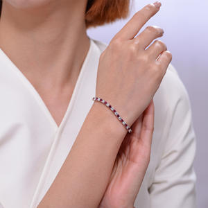 Bracelet pour femme en argent avec rubis cultivés en laboratoire, style tennis, fait main, pour la joaillerie - Product Image 5