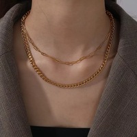 Collier chaîne torsadée en acier inoxydable plaqué or 18 carats, motif serpent gaufré, polyvalent, multi-styles, tendance, pour le commerce transfrontalier