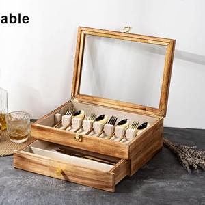 Wooden Jewelry <b>Box</b> With <b>Drawers</b> And Compartments For <b>Storage</b> Rectangle Solid Color Covered Standing Type DZ-99635 - Product Image 4