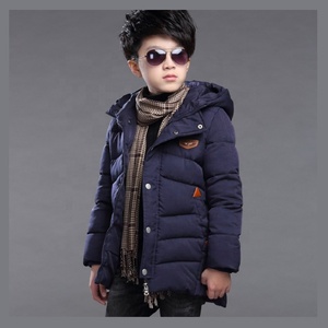 Hiver Veste Enfant 5-14 Ans Imprimée Lettres Garçons, Veste Simple Ample Couleur Unie <span class=keywords><strong>Chaude</strong></span> Doublée Polaire avec Capuche - Product Image 3