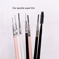 Applicateur double embout pour cire à sourcils, avec manche long de 18 cm, spatule et micro-brosse fine, pour cire coiffante à sourcils