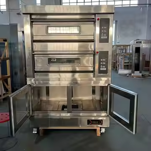 Horno de dos pisos con 10 bandejas, caja de fermentación antiadherente, control táctil, acero inoxidable, para panadería profesional, 1000W, 400W para panadería, 380V, 204DF Eléctrico - Product Image 2