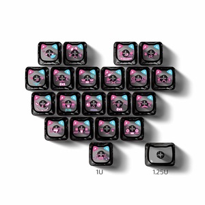 Teclas transparentes para PC Diy 21 Mao Cute Cat PC Keycaps Black Pink 21 Keys Keycaps Transparente para Mx Switch Teclado mecánico - Product Image 6