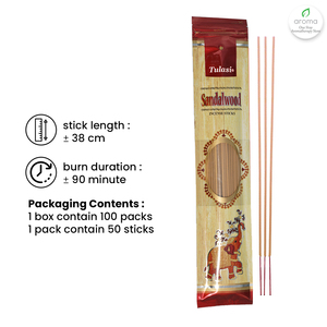 Bâtons d'encens classiques indiens en bois de santal brun Bathi Tulasi avec huile de santal pure pour la prière quotidienne - Product Image 2