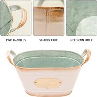 Pot logam gaya Vintage kecil, Pot bunga besi dalam ruangan/luar ruangan dengan pegangan untuk taman rumah atau ember logam dekoratif