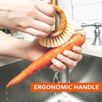 Brosse à légumes en bambou à poils naturels, brosse de nettoyage pour fruits et légumes, manche en bois, écologique
