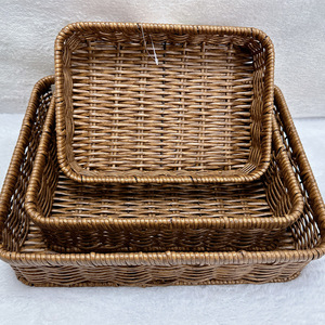 Rectangular Woven Rattan <b>Storage</b> <b>Basket</b> Handmade For Food Container Snacks Fruits <b>Vegetables</b> - Product Image 3