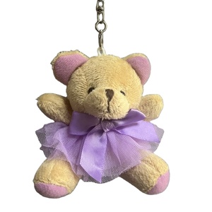 OEM Custom Cute Animal Bear Purple Dress Stuffed Plush Key Chain New Coming Key Accessories