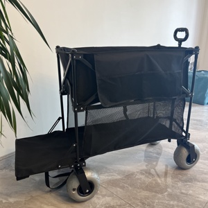 <span class=keywords><strong>Chariot</strong></span> <span class=keywords><strong>de</strong></span> <span class=keywords><strong>plage</strong></span> pliable à deux niveaux avec étagère inférieure extensible - Product Image 4
