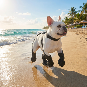 नई हॉट सेलिंग लक्जरी ठोस पॉलिएस्टर वाटरप्रूफ कुत्ते जूते वसंत/ग्रीष्मकालीन आउटडोर चलने के लिए गैर-पर्ची एडजस्टेबल कुत्ते जूते - Product Image 4