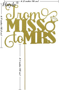 De Mademoiselle À Mme Gâteau Topper Mariée Douche Mariage Baccalauréat Décorations De Fête De Fiançailles Or Paillettes Pics Cupcake PQ422 - Product Image 5