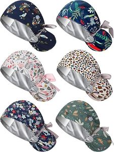 Copricapo di coda di cavallo pieno satinato foderato con stampa personalizzata fascette a nastro di coda di cavallo porta capelli da infermiera cappello da Scrub - Product Image 3