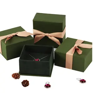 Jewelry Paper Boxes With Ribbon Bowknot For Jewelry Packing Display Gift Necklace Earring Ring Storage Box