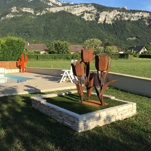 Escultura de Acero Art Deco Ecológica para Exteriores, Metal Oxidado Corten, Diseño Único para Decoración de Jardín - Product Image 5