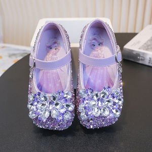 Nuove Scarpe da Principessa con Cristalli, Scarpe Singole per Bambine, Scarpe con Strass Stile <span class=keywords><strong>Frozen</strong></span> per Spettacoli e Feste - Product Image 2