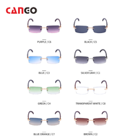 Lunettes de soleil rectangulaires sans monture CANGO, mode de luxe, logo personnalisé, verres UV400, monture en métal, lunettes de soleil pour hommes