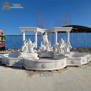 Hermosa FUENTE DE <span class=keywords><strong>Trevi</strong></span> de agua de mármol piedra tallada de jardín al aire libre blanco grande - Product Image 4