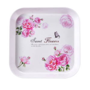 Plateau carré de 6 pouces en mélamine pour enfants, mini plateau de service de dessert au lait pour le petit déjeuner - Product Image 2