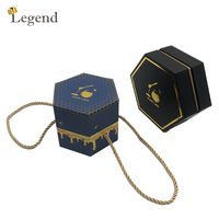 Boîte cadeau hexagonale personnalisée avec poignée, boîte d'emballage pour pot de miel, emballage de luxe pour miel, boîte cadeau avec logo imprimé personnalisé