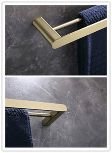 Toallero Moderno de Acero Inoxidable para Montar <span class=keywords><strong>en</strong></span> la Pared, Acabado Dorado Cepillado, Doble Barra, Ecológico, 60cm, 5 Años de Garantía - Product Image 3