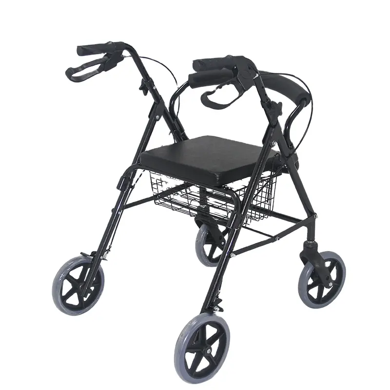 مستشفى خفيفة الوزن قابلة للطي الألومنيوم التنقل المسنين الإعاقة جهاز للمساعدة على المشي مع مقعد سلة