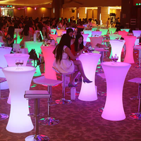 Table de cocktail haute à LED pour événements, fêtes, jardin, matériaux en bois pour les salons de narguilé, hôtels et bars