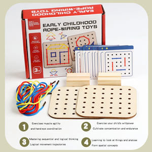 Jeu de couture pour enfants de 4, 5, <span class=keywords><strong>6</strong></span>, 7 <span class=keywords><strong>ans</strong></span>, filles et garçons, jeu Montessori en bois, jeu de corde à lacets avec cartes de motifs - Product Image 5