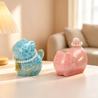 Figurine Chat Doré en Résine, Boîte Mystère, Chaton Porte-Bonheur, Ornement de Bureau, Décoration d'Intérieur, Cadeaux