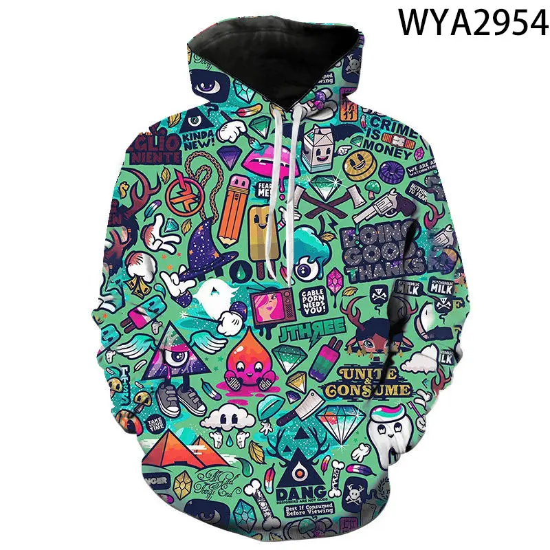 Logo Picture Customized 2021 New Graffiti Hoodies For Men And Women 3D Printing Casual Style Sweatshirts