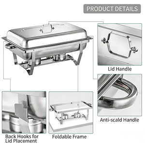 Commercial Hotel Buffet Stove 9L Stainless Steel <strong>Fuel</strong> Hot <strong>Chaffing</strong> Dish Basin Breakfast Kitchen Equipment - Product Image 6