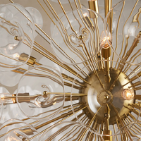 Lustre Moderne de Luxe en Verre Doré à Pétales, Suspension Florale Sphérique Haut de Gamme, Luminaire Artistique pour Salon et Projets