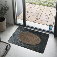 Machine d'entrée de maison moderne en PVC résistant à la corrosion tapis de porte rectangulaire en caoutchouc antidérapant fin imprimé animal puzzle motif maison
