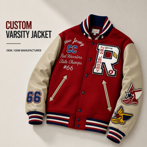 OEM Custom Wool Body <b>Leather</b> Sleeve Varsity <b>Jacket</b> Chenille Embroidery Letterman Sample Development Wholesale <b>Men</b> Varsity <b>Jacket</b> - Product Image 1