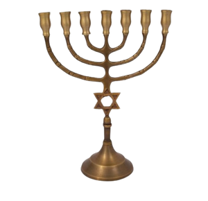 Cuivre authentique personnalisé Antique 8 pouces/20 cm sept branches Menorah Art Vintage bougeoir - Product Image 5