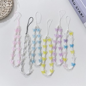 Charme de téléphone Longe Mobile Sangle Anti-Perte <span class=keywords><strong>Perle</strong></span> Papillon Perlé Téléphone Suspendu Corde Acrylique Téléphone Cas Chaîne Pour Femmes Fille - Product Image 1