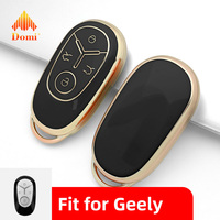GZ DOMI Design Populaire 3 Boutons TPU Bord Doré Accessoires Auto Housse de Clé de Voiture Coque Porte-Clés pour Geely EX2